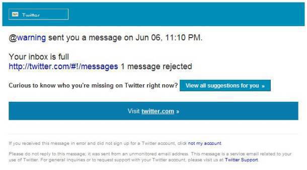 Email not from Twitter