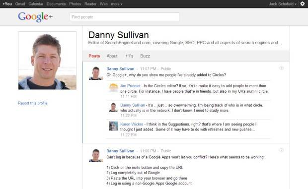 Danny Sullivan's Google+ page