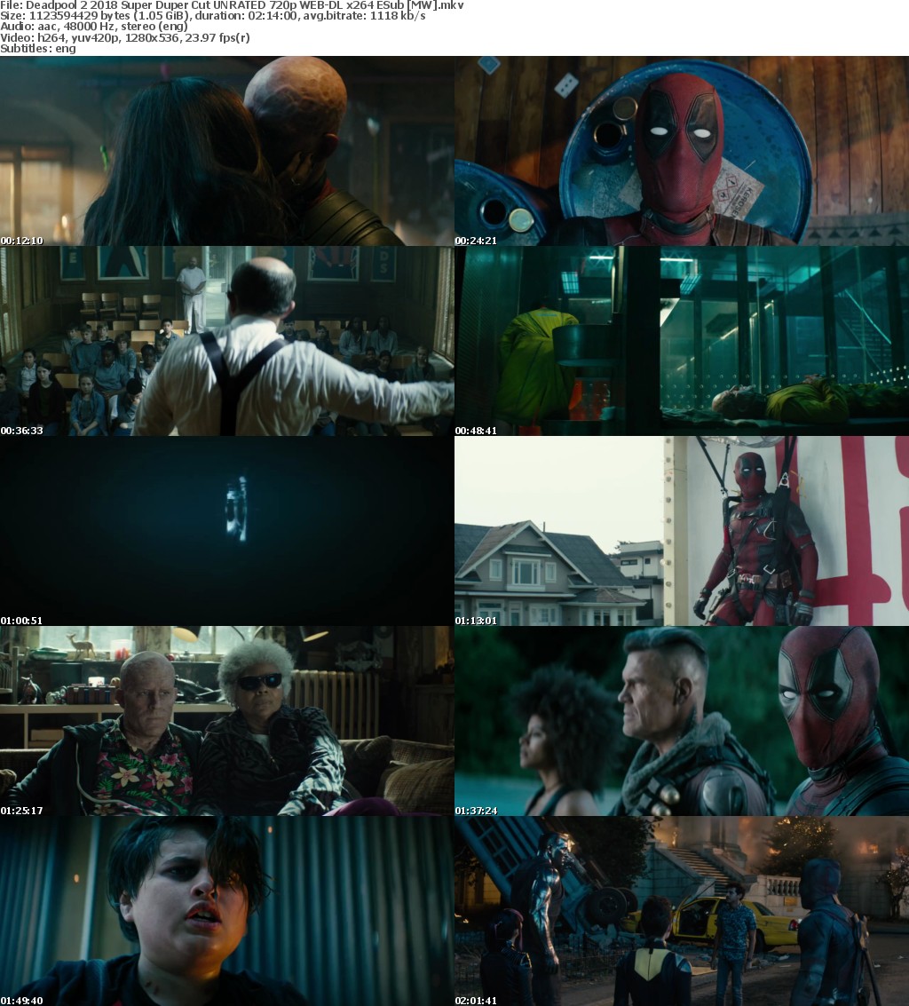 Deadpool 2 (2018) Super Duper Cut UNRATED 720p WEB-DL x264 ESub MW