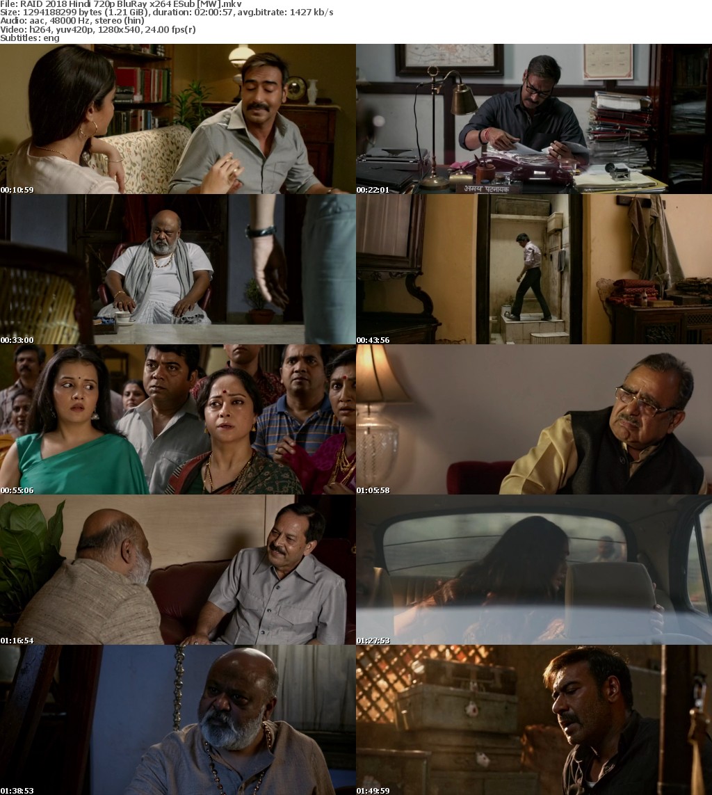 RAID (2018) Hindi 720p BluRay x264 ESub MW