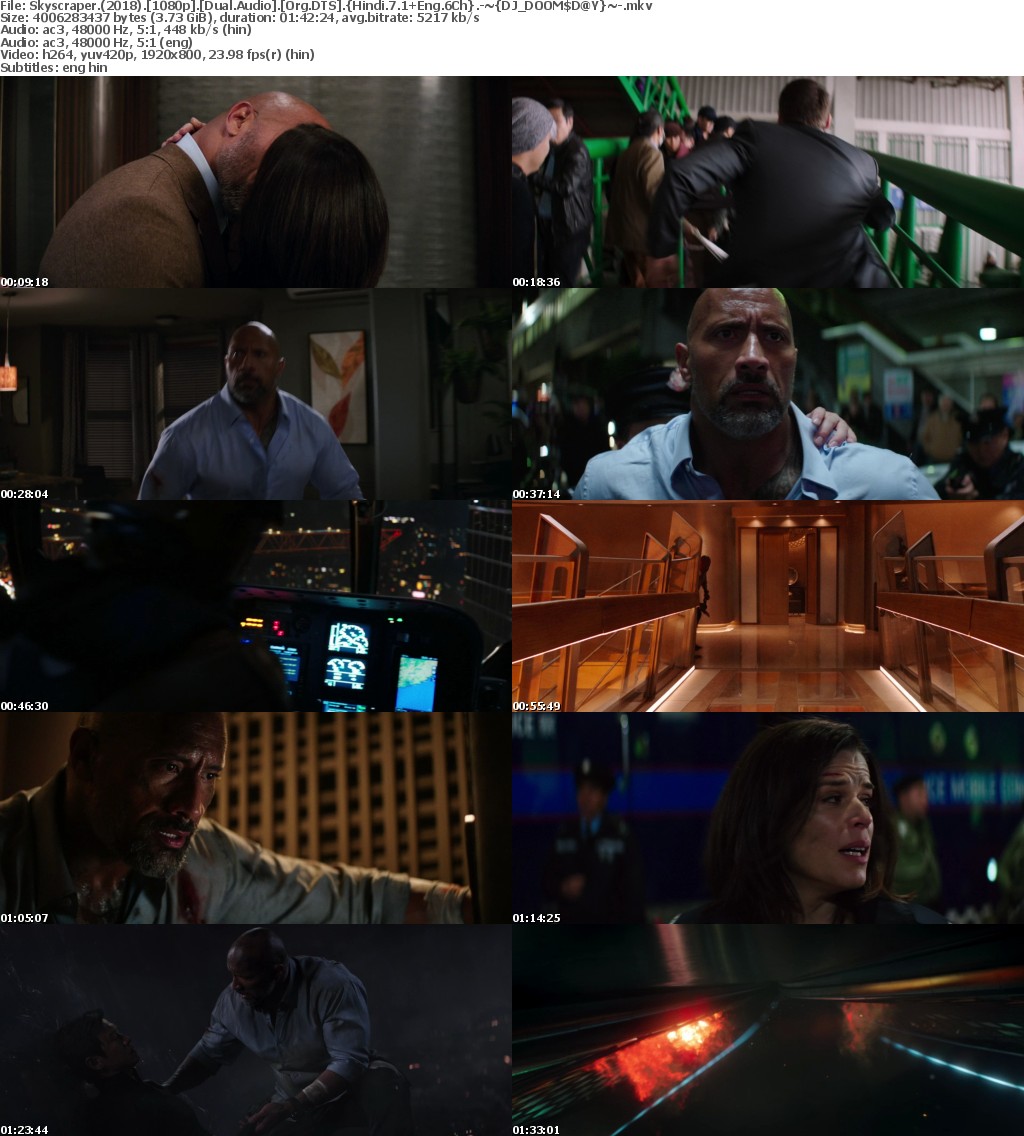 Skyscraper (2018) 1080p BRRip Dual Audio Org DTS Hindi 7.1+Eng 6Ch-DOOMSDAY