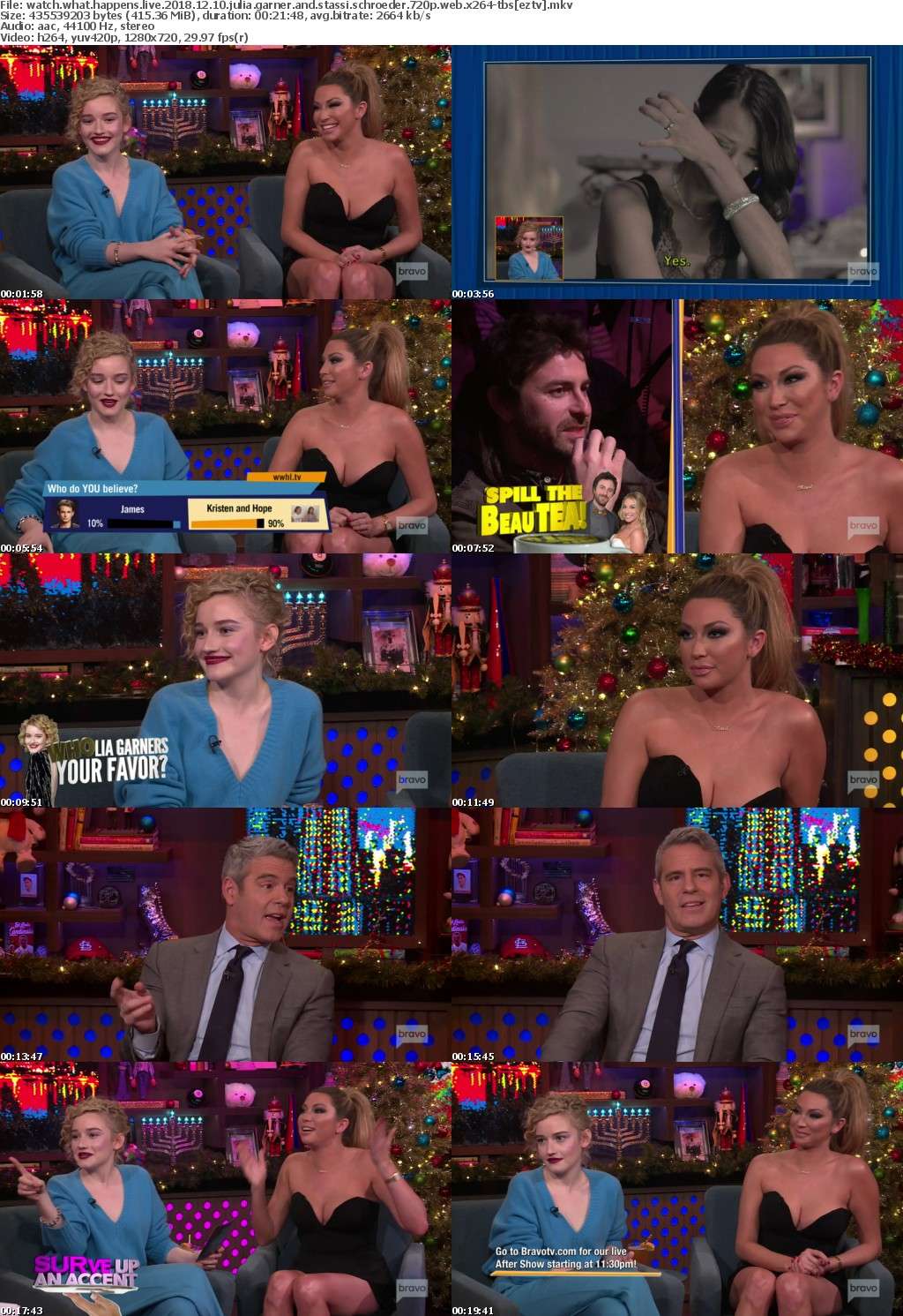 Watch What Happens Live (2018) 12 10 Julia Garner and Stassi Schroeder 720p WEB x264-TBS