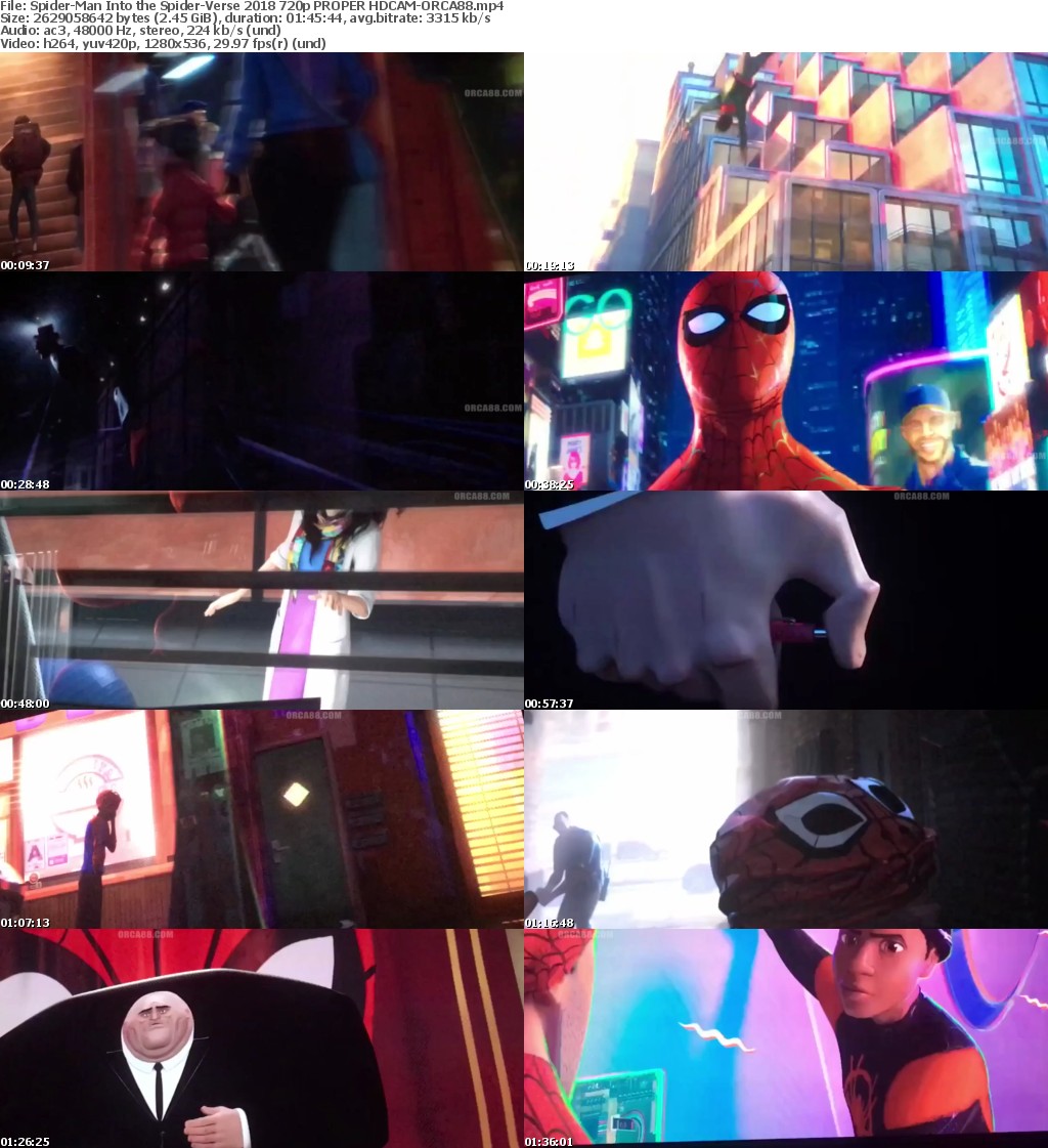 Spider-Man Into the Spider-Verse (2018) 720p PROPER HDCAM-ORCA88