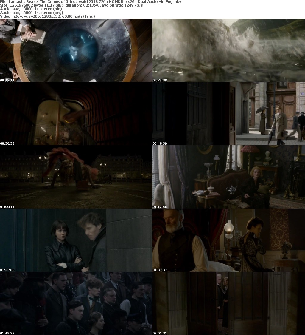 Fantastic Beasts The Crimes of Grindelwald (2018) 720p HC HDRip x264 Dual Audio Hindi English MW