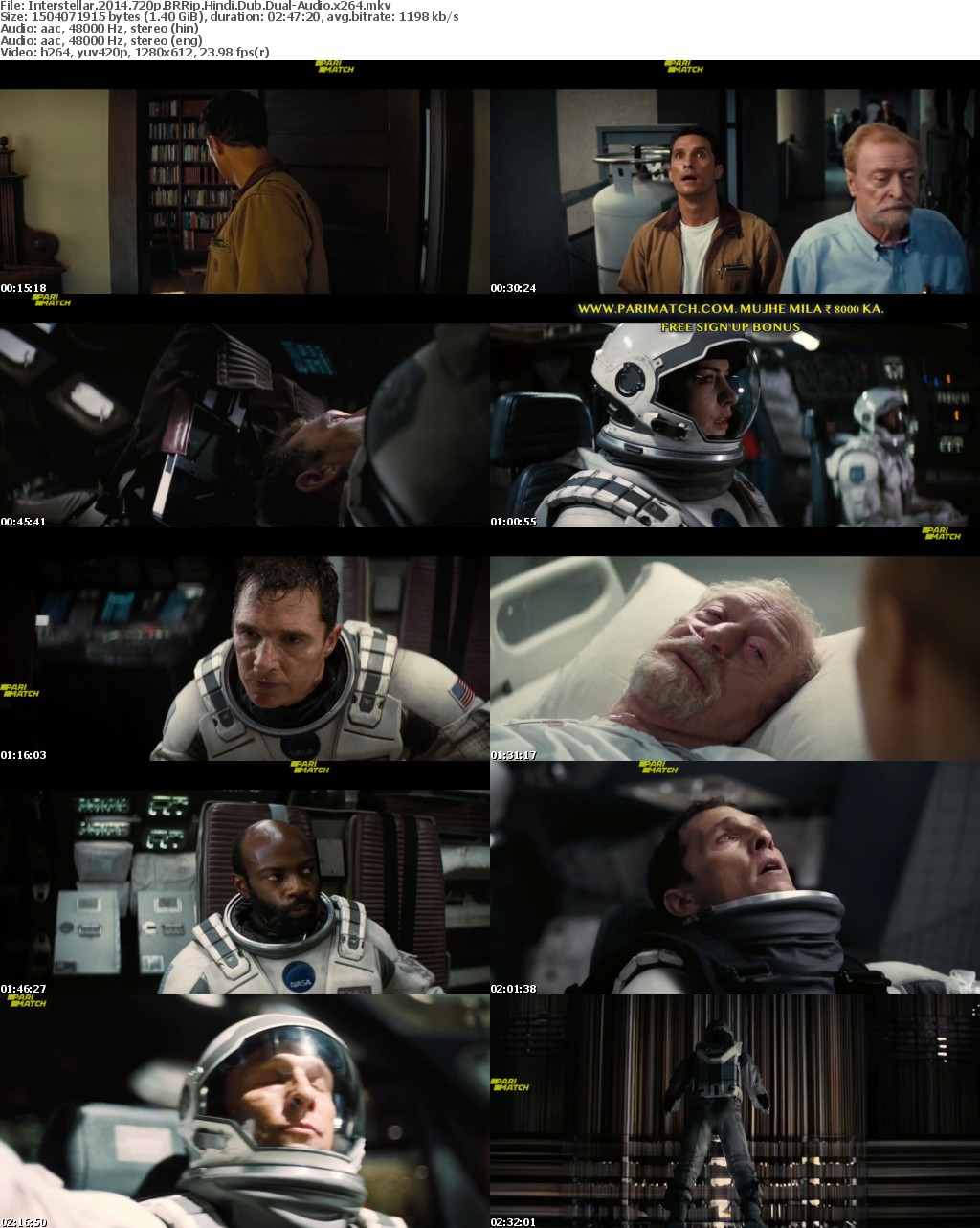Interstellar (2014) BluRay 720p Hindi-Dub Dual-Audio x264