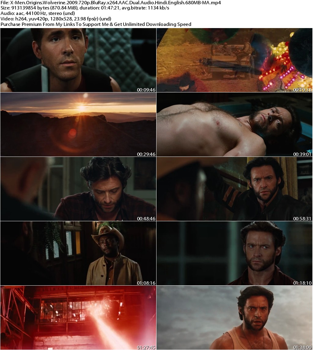 X-Men Origins Wolverine (2009) 720p BluRay x264 AAC Dual Audio Hindi English 680MB-MA