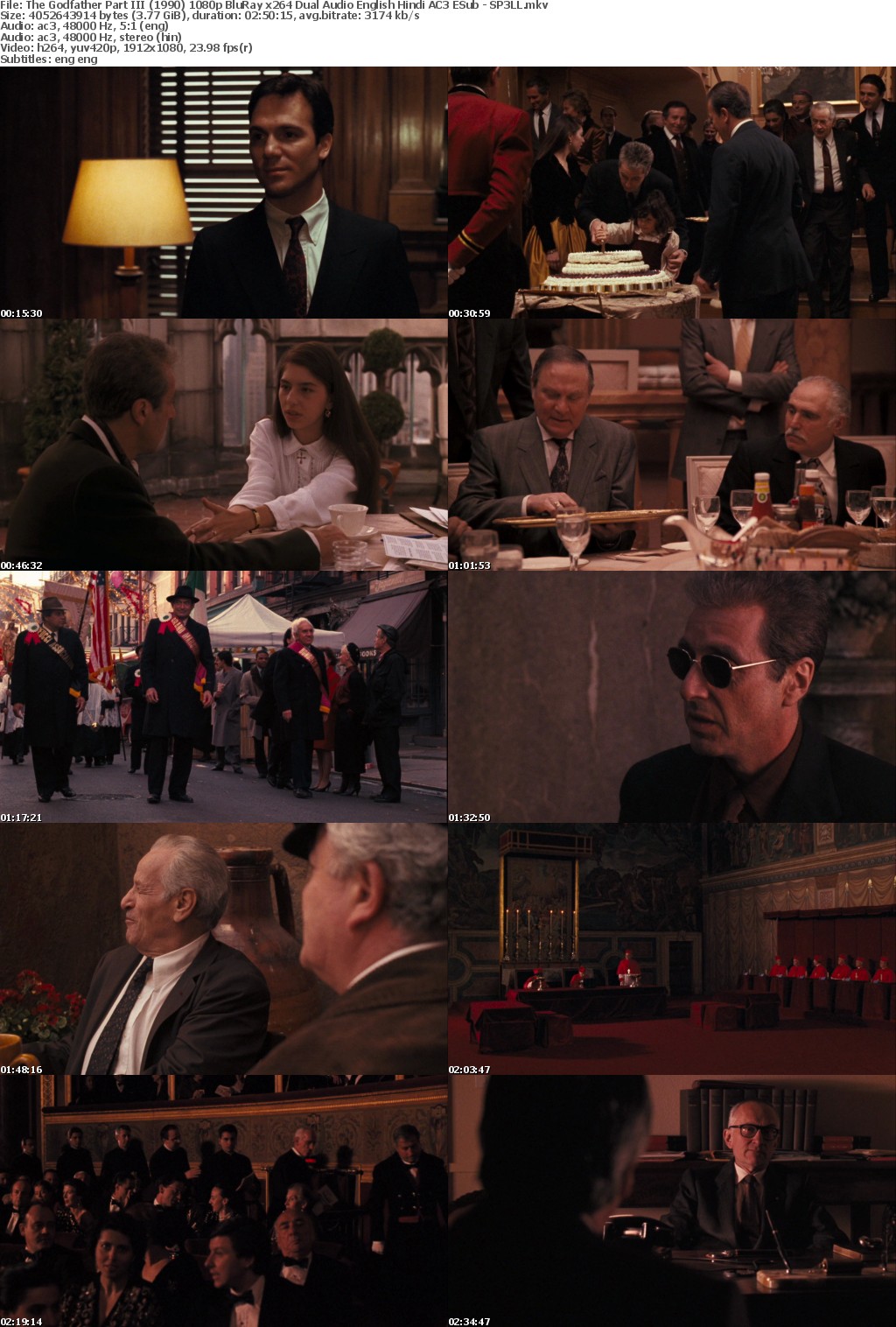 The Godfather Part III (1990) 1080p BluRay x264 Dual Audio English Hindi AC3 ESub - SP3LL