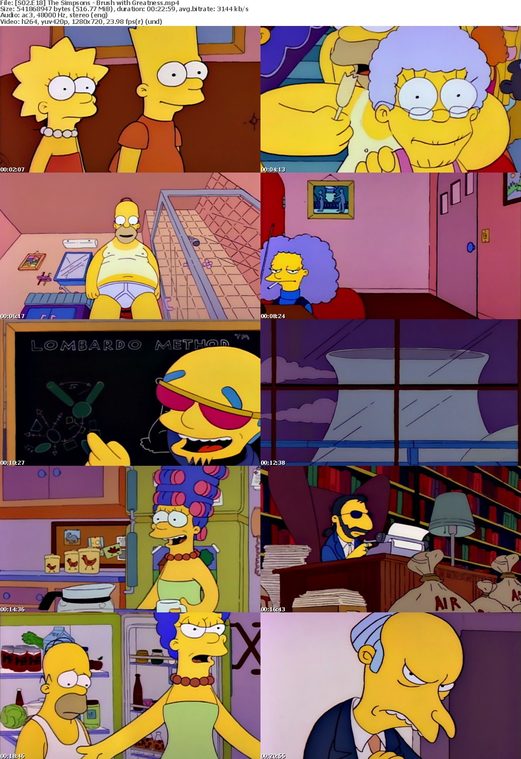 The Simpsons S2 E18 Brush with Greatness MP4 720p H264 WEBRip EzzRips
