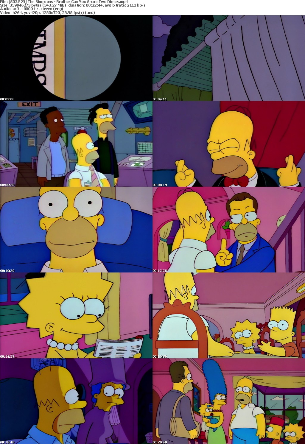 The Simpsons S3 E23 Brother, Can You Spare Two Dimes MP4 720p H264 WEBRip EzzRips