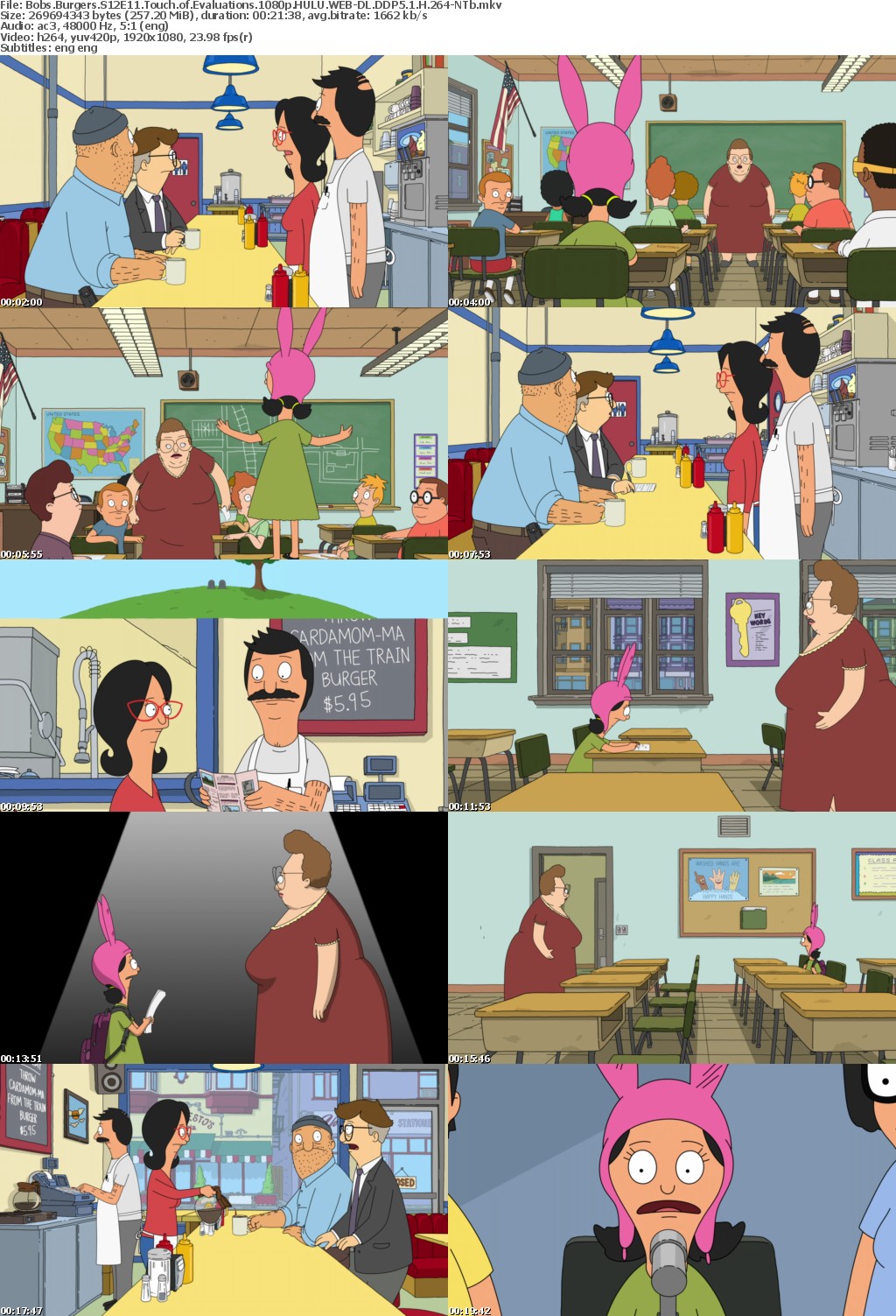 Bobs Burgers S12E11 Touch of Evaluations 1080p HULU WEBRip DDP5 1 x264-NTb