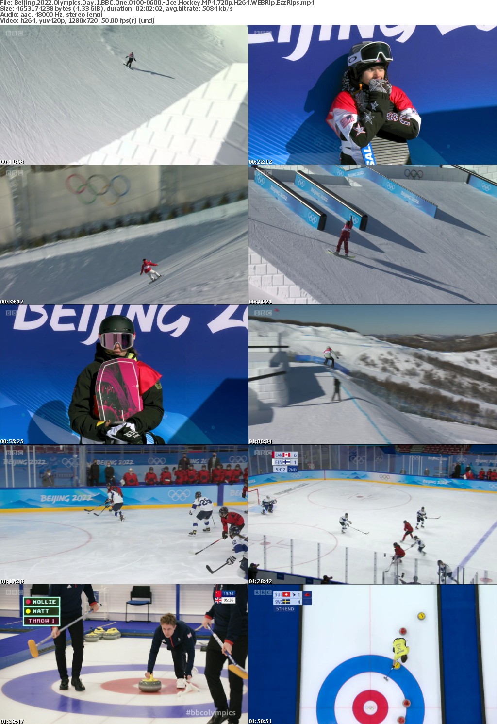 Beijing 2022 Olympics Day 1 BBC One 0400-0600 Ice Hockey MP4 720p H264 WEBRip EzzRips