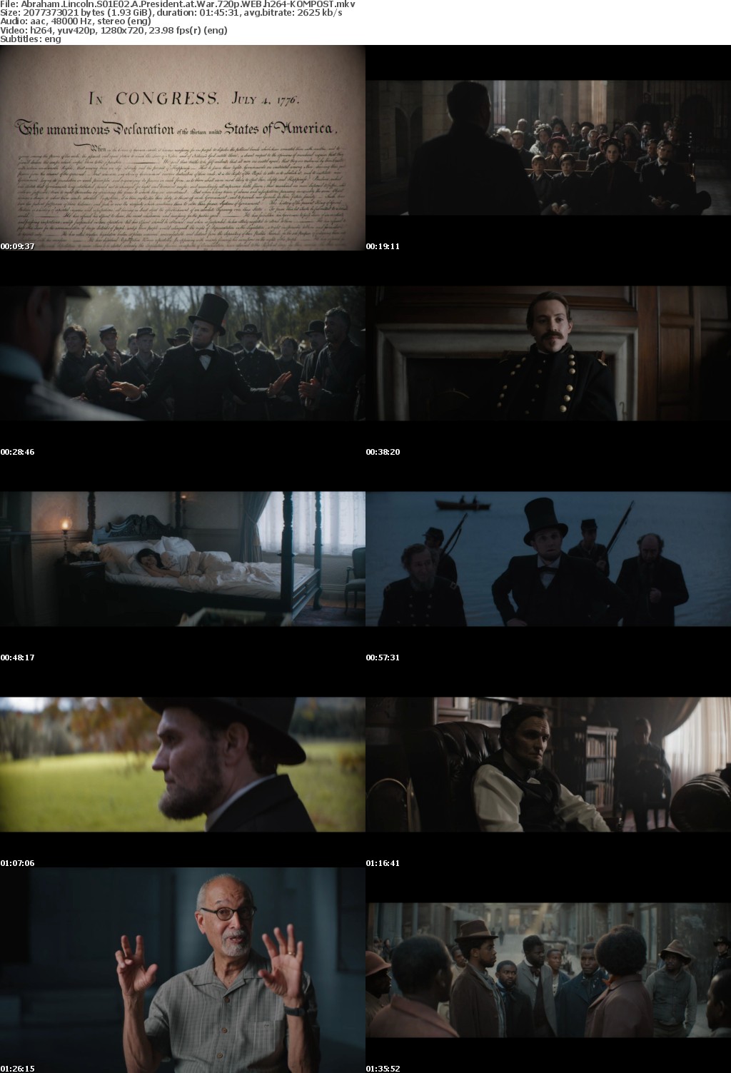 Abraham Lincoln S01E02 A President at War 720p WEB h264-KOMPOST
