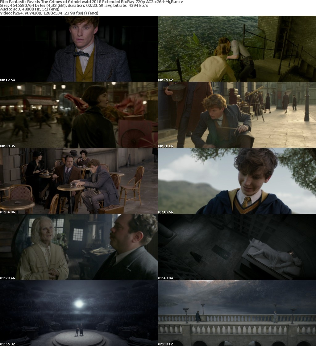 Fantastic Beasts The Crimes of Grindelwald 2018 Extended BluRay 720p AC3 x264-MgB