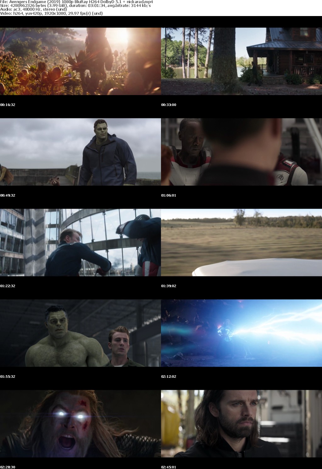 Avengers Endgame (2019) 1080p BluRay H264 DolbyD 5 1 nickarad