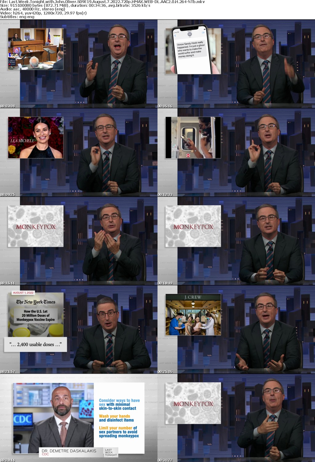 Last Week Tonight with John Oliver S09E19 August 7 2022 720p HMAX WEBRip AAC2 0 x264-NTb
