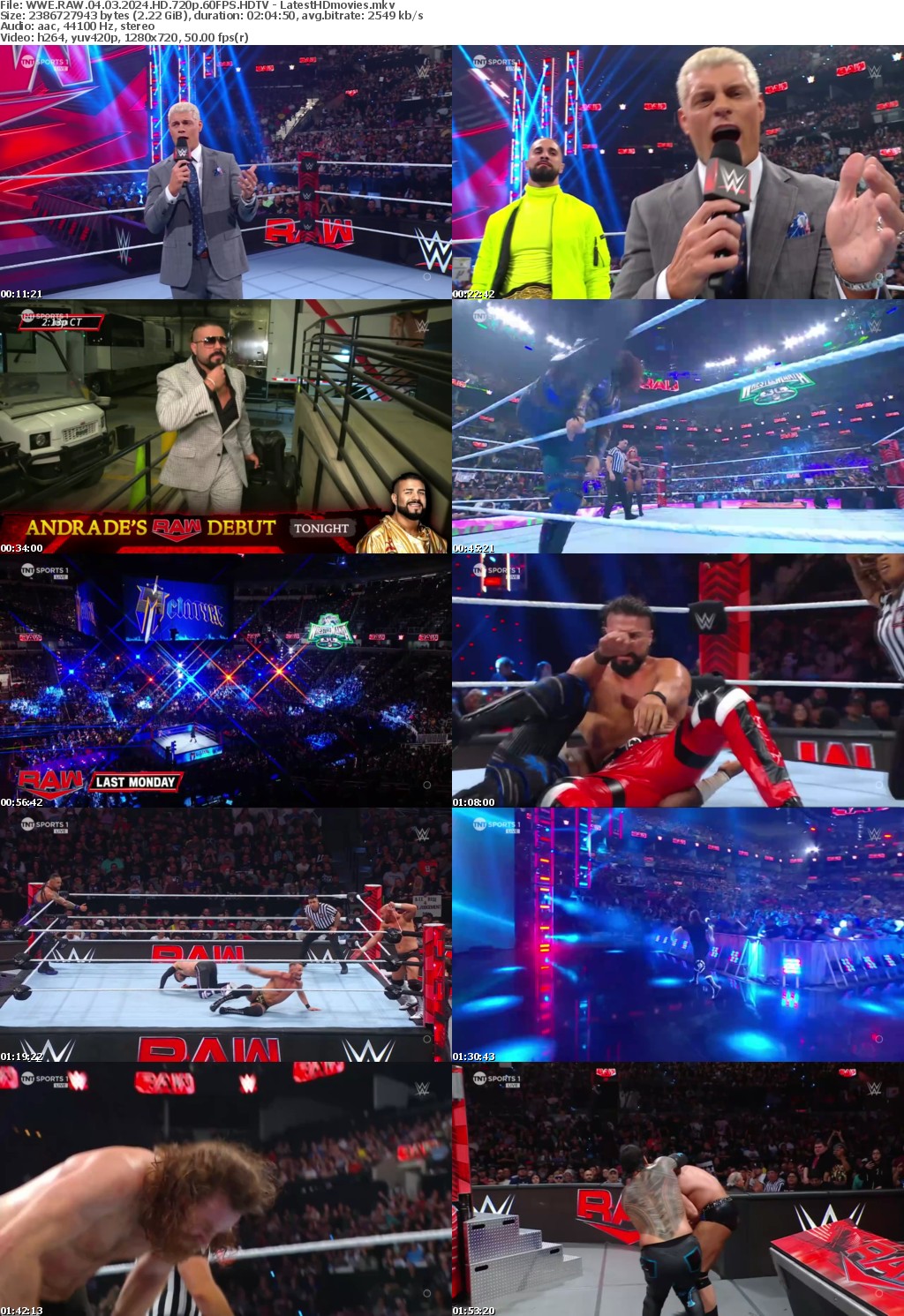 WWE RAW 04 03 2024 720p HD 60FPS HDTV Eng AAC - LatestHDmovies